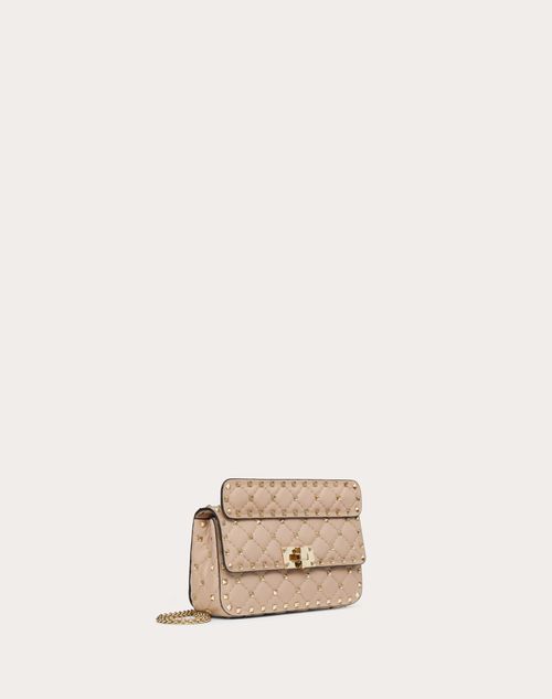 Valentino Garavani - Small Nappa Rockstud Spike Bag - Poudre - Woman - Shoulder Bags