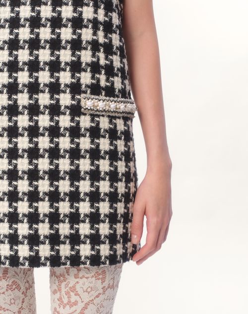 Embroidered Damier Light Tweed Short Dress for Woman in Embroidered Damier Light Tweed Short Dress for Woman in