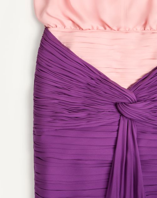 Valentino - Georgette Midi Dress With Feathers - Pink/purple - Woman - Dresses
