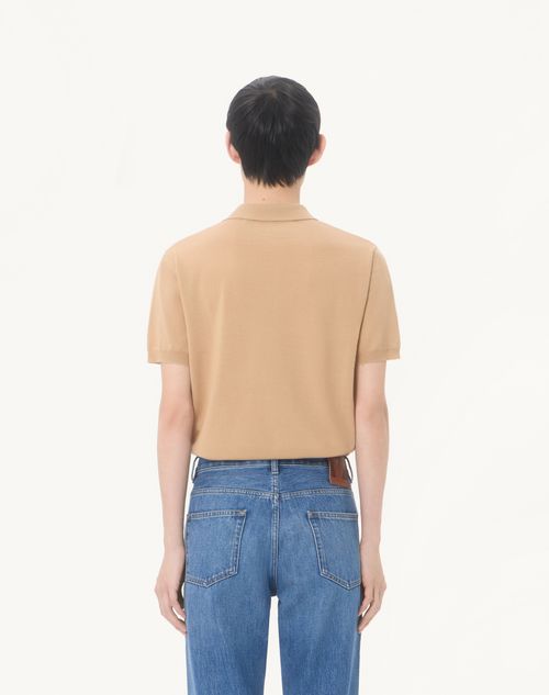 Valentino - Polo Valentino In Lana Con Ricamo Vlogo - Beige - Uomo - Maglieria