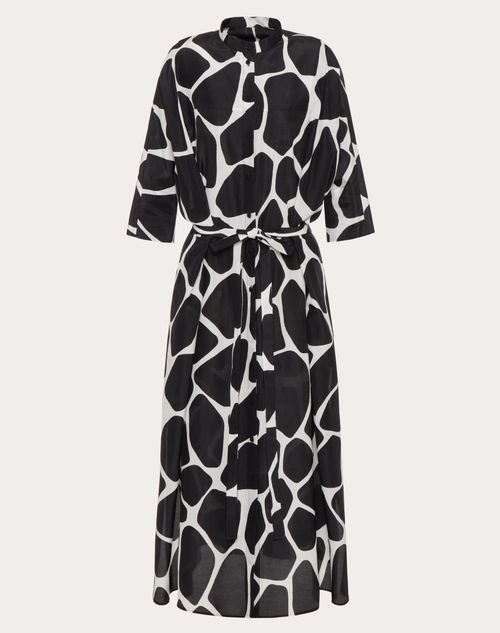 Valentino - Popline Shirt Dress In Giraffa Re-edition Print - Black/ivory - Woman - Women Valentino Escape 2022 Collection