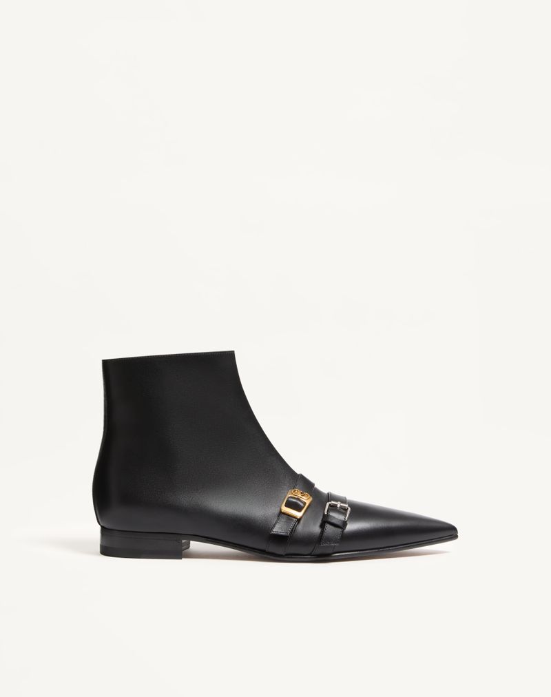 Mockers Bottines Cuir Veau Noir — Valentino