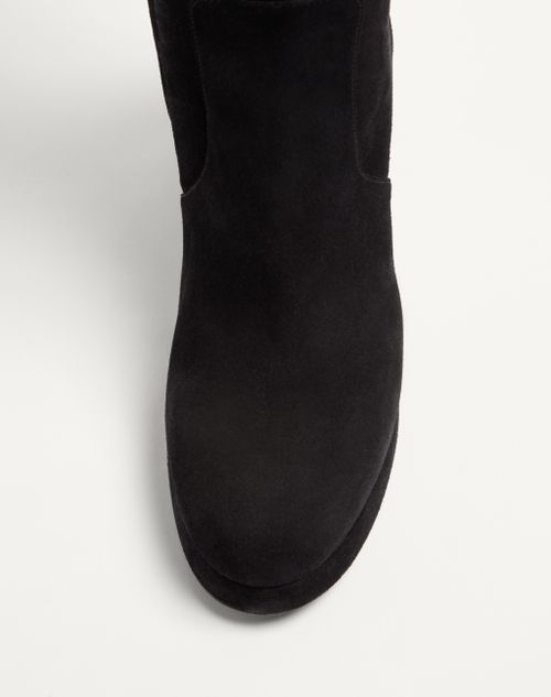 Valentino Garavani - Fawcette Platform Boot In Crust Leather 90mm - Black - Woman - Boots