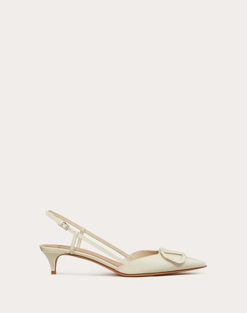 Valentino Garavani - Décolleté Slingback Vlogo Signature In Vernice 40mm - Light Ivory - Donna - Décolleté