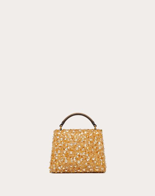 V Sling Mini Sequined Leather Tote Bag in Pink - Valentino Garavani