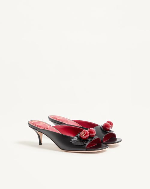 Valentino Garavani - Cherryfic Kidskin Slide Sandal 55mm - Black - Woman - Sandals