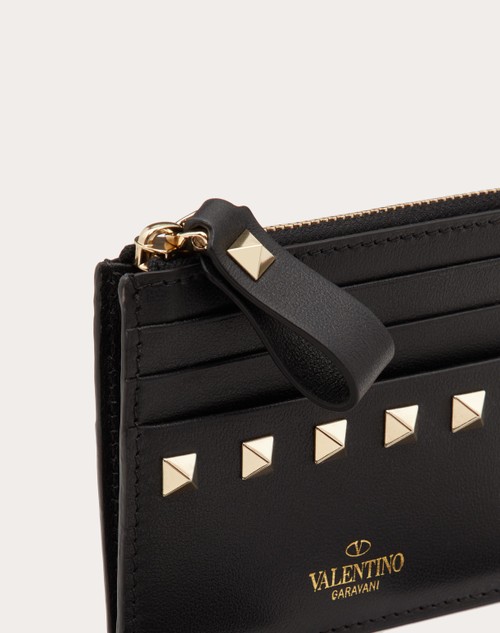 Valentino Garavani Black Roman Stud Card Holder