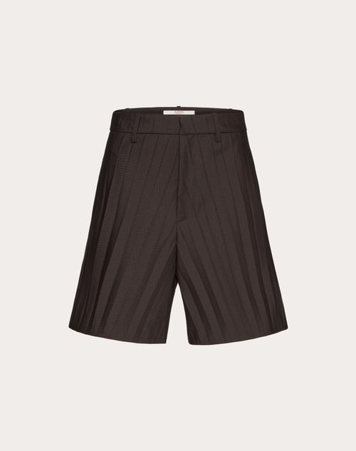 Valentino - Bermuda Plissé En Nylon Technique - Ébène - Homme - Shorts Et Pantalons
