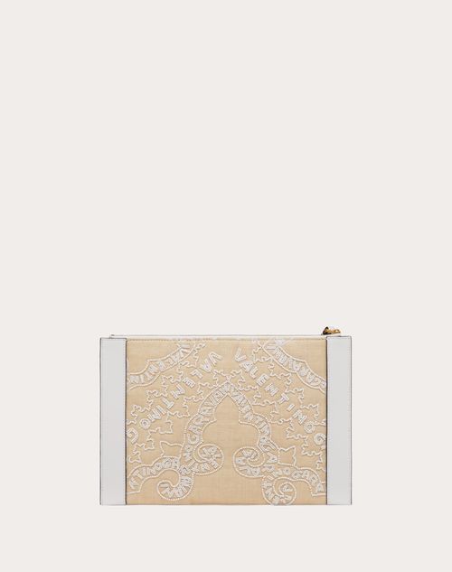Valentino Garavani - Embroidered Vlogo Signature Pouch - Natural/white - Woman - Clutches
