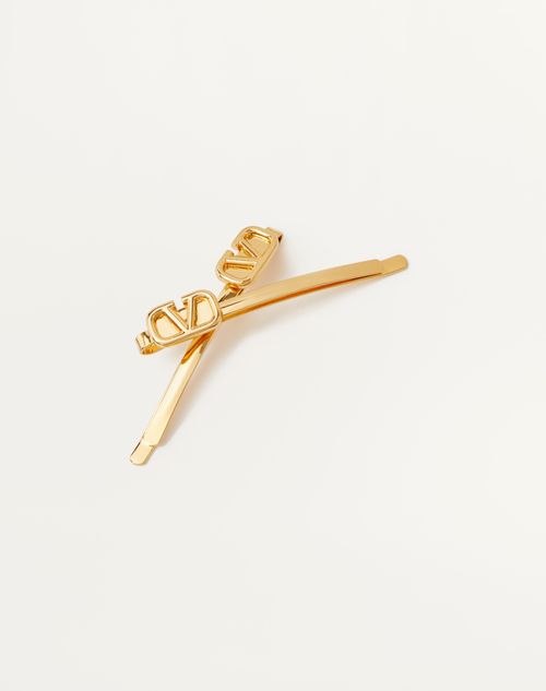 Valentino Garavani - Vlogo Signature Metal Hair Clip - Gold - Woman - Hair Accessories