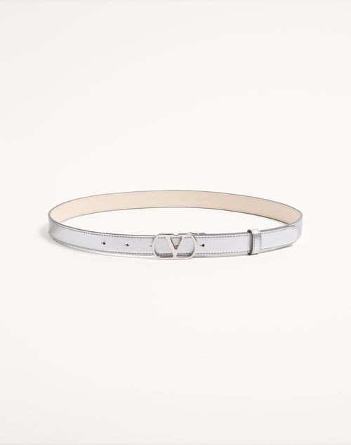 Valentino Garavani - Vlogo Signature Belt In Laminated Calfskin 20 Mm - Silver - Woman - Belts