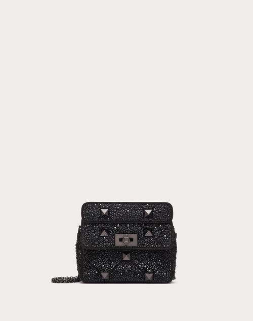 Valentino Garavani, Roman Stud Small Leather Shoulder Bag, Women, Black, Embellished, Unisize, Shoulder Bags