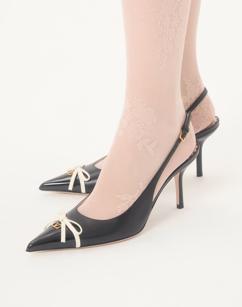 Valentino Garavani Bepointy Slingback Pump In Patent Leather And Kidskin 80Mm Woman Black/Ivory 35