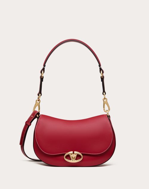 Valentino Garavani - Petit Sac Porté Épaule Valentino Garavani Ohval En Cuir De Veau Nappa - Rosso Valentino - Femme - Sacs Porté Épaule