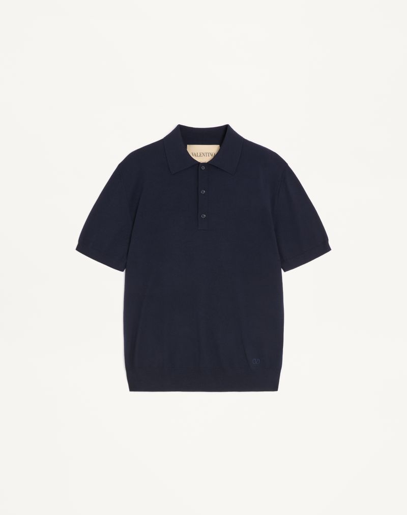 Polo Laine Broderie VLogo Bleu Marine — Valentino