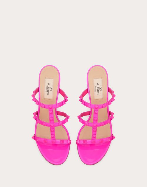 Valentino Garavani - Rockstud Patent-leather Slide Sandal 60 Mm - Pink Pp - Woman - Sandals