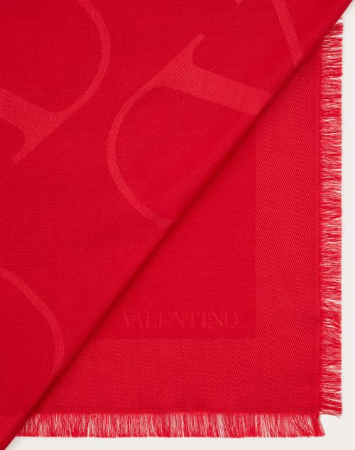 Valentino Vlogo Monogram Silk Twill Scarf Pink Chiaro/ Pink Scuro