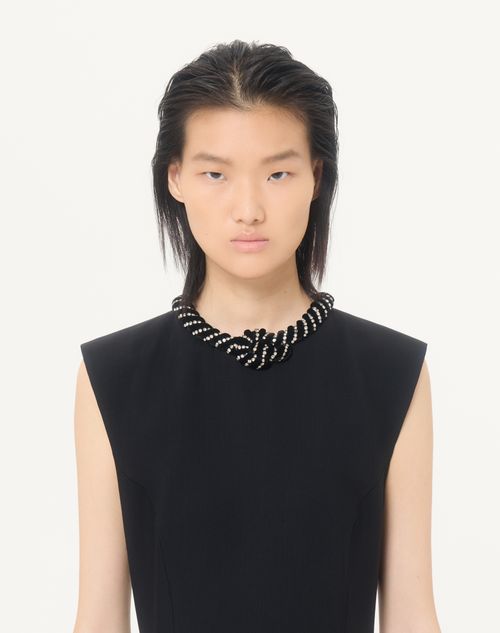 Valentino - Valentino Midi Dress In Embroidered Crepe Couture - Black/silver - Woman - Dresses