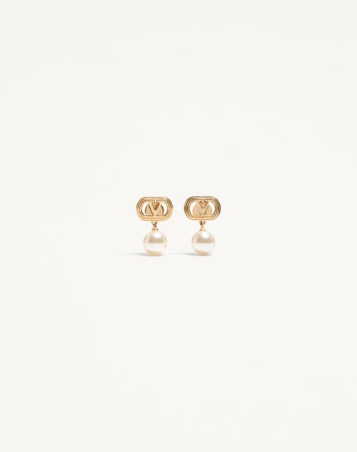 Valentino Garavani - Ovalette Metal Earrings With Swarovski® Pearls - Gold/cream - Woman - Accessories