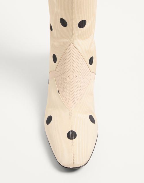 Valentino Garavani - Equivoque Boot In Moiré Plus De Pois Fabric 60mm - Butter/black - Woman - Boots