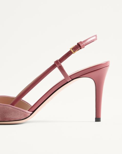 Valentino Garavani - Vlogo Signature Slingback Pumps In Velvet With Jewel Logo 80mm - Phard - Woman - Pumps