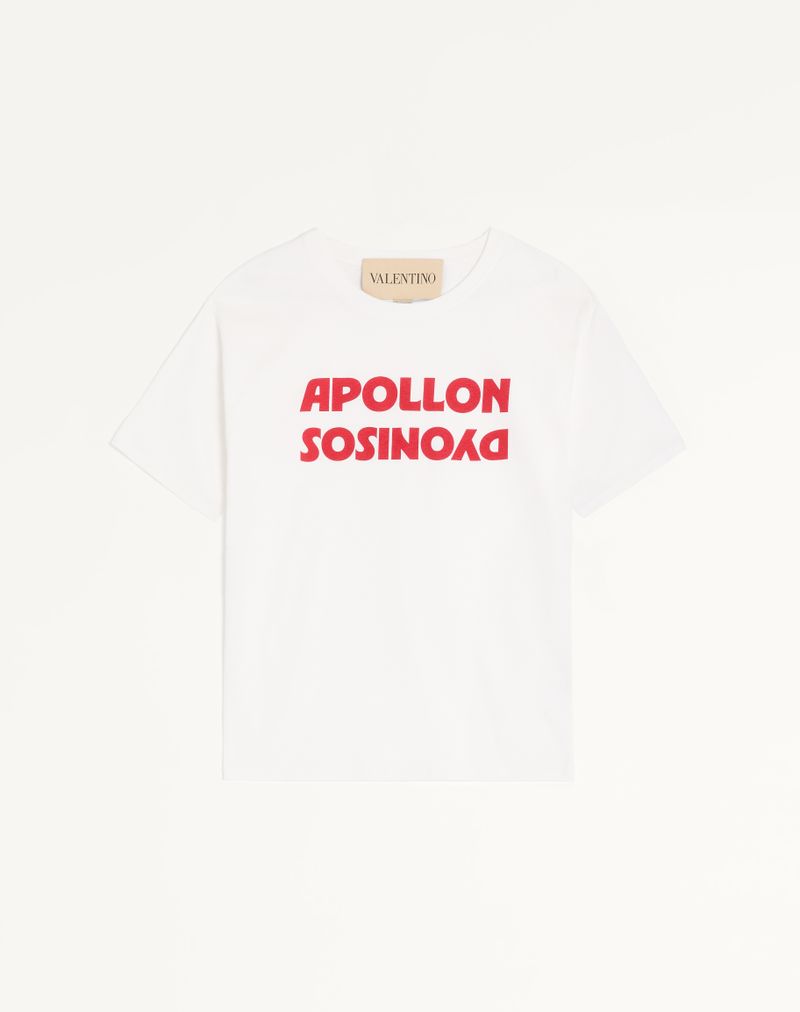 T-shirt Coton Imprimé Apollon/Dyonisos Blanc/Rouge — Valentino