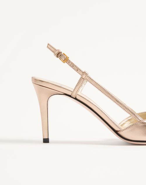 Valentino Garavani - Vlogo Signature Slingback Pump In Laminated Nappa Leather 80mm - Champagne - Woman - Pumps