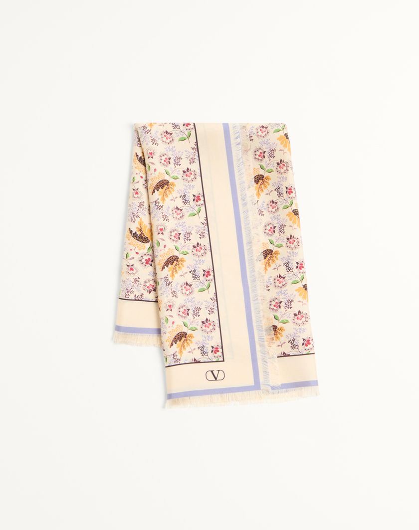 Valentino Handbags Foulard Papier Floral In Seta per Donna in Lilla | Valentino IT