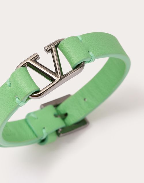 Valentino Garavani - Vlogo Signature Leather Bracelet - Mint - Man - Man Bags & Accessories Sale