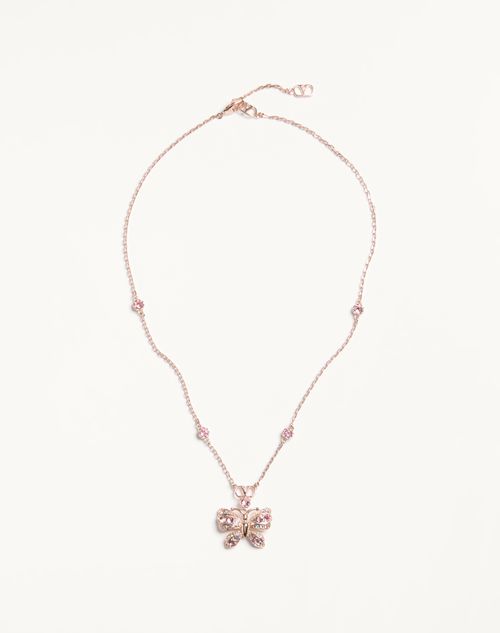 Valentino Garavani - Flutterby Metal And Swarovski Crystals Necklace® - Rose Gold/crystal - Woman - Jewellery