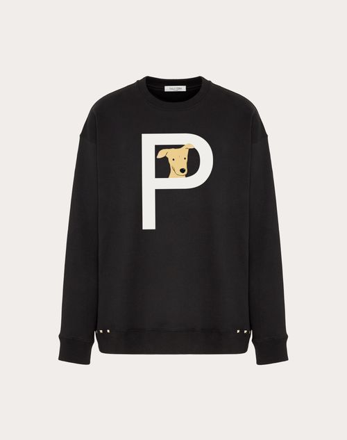 Valentino - Valentino Garavani Rockstud Pet Customisable Unisex Crewneck Sweatshirt - Black/white - Man - T-shirts And Sweatshirts