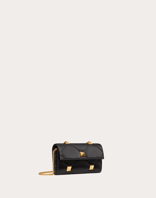 Valentino Garavani - Roman Stud Wallet In Nappa Leather With Chain - Black - Woman - Wallets And Small Leather Goods