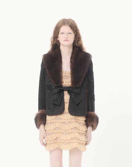 Valentino - Embroidered Duchesse Cape - Black - Woman - Coats And Outerwear