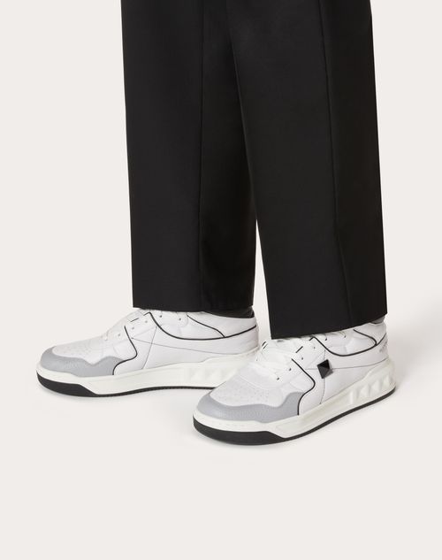 Valentino Garavani - One Stud Mid-top Calfskin Sneaker - White/ Black - Man - Man View All