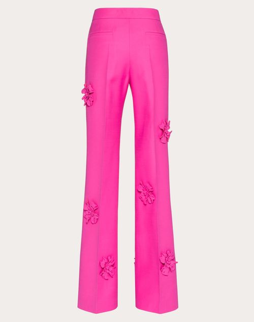 Crepe Couture Trousers With Floral Embroidery for Woman in Pink Pp