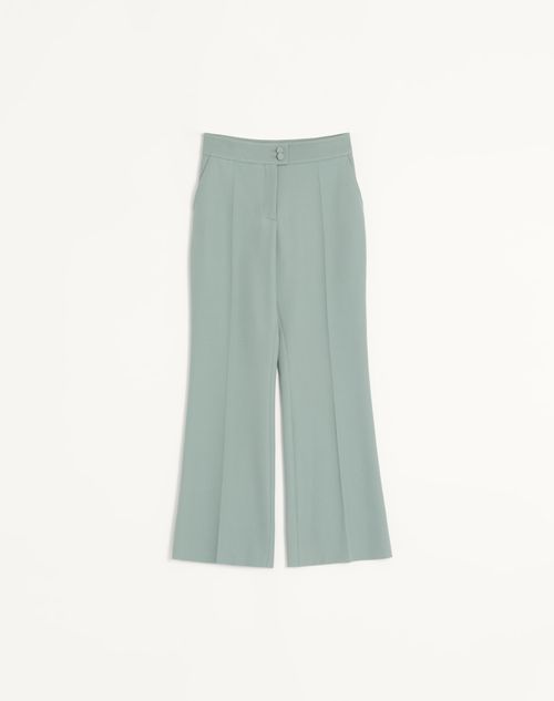 Valentino - Light Diagonal Wool Pants - Sage - Woman - Pants And Shorts
