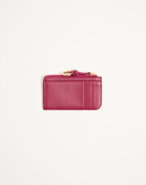 Valentino Garavani - Valentino Garavani Vlogo Signature Zip-around Charm Cardholder In Grainy Calfskin - Insolent - Woman - Accessories