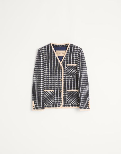 Valentino - Bouclé Jacket - Navy/ivory - Woman - Jackets And Blazers