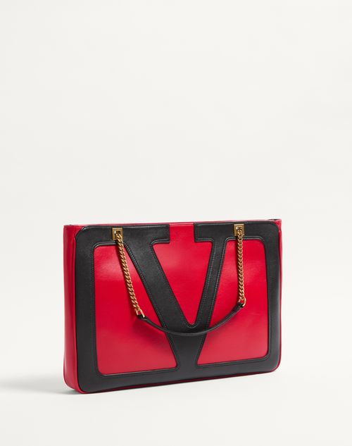 Valentino Garavani - Valentino Garavani Viva Superstar Medium Nappa Leather Shopping Bag - Red/black - Woman - Shelf - W Bags - Viva Superstar