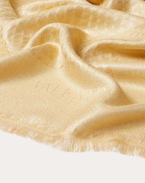 Valentino Garavani - Maxi Stud Lurex Jacquard Stole In Silk And Cashmere 75x200 Cm - Gold - Woman - Soft Accessories