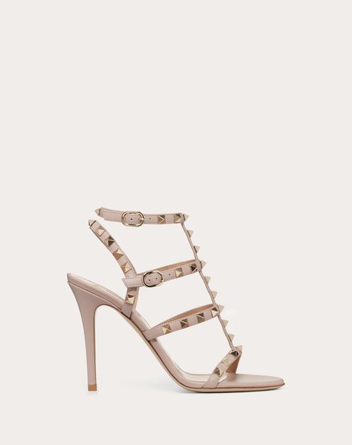 Valentino Garavani - Rockstud Calfskin Ankle Strap Sandal 100 Mm - Poudre - Woman - Rockstud Sandals - Shoes