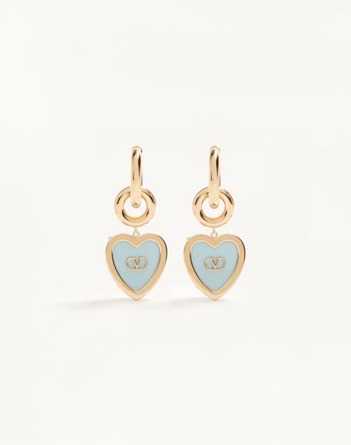 Valentino Garavani - Coeur Hyperbole Earrings In Metal, Resin And Swarovski® Crystals - Gold/azure - Woman - Fashion Jewelry