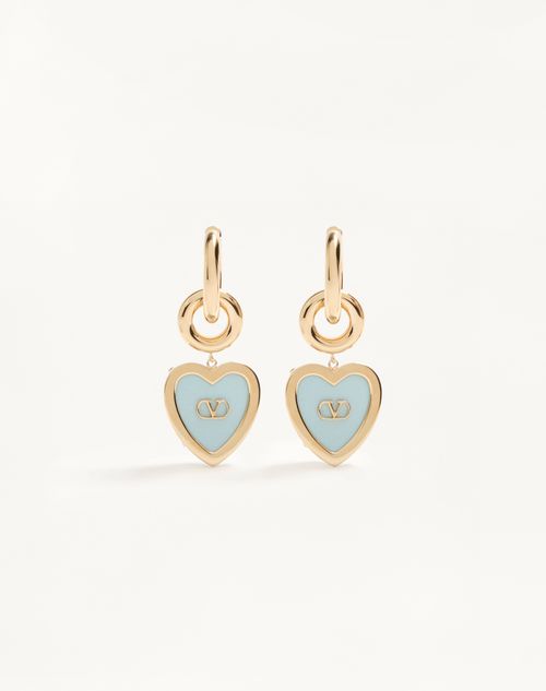 Valentino Garavani - Coeur Hyperbole Earrings In Metal, Resin And Swarovski® Crystals - Gold/azure - Woman - Fashion Jewelry