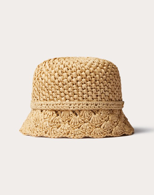 Valentino Garavani ribbon-embellished straw hat - Neutrals