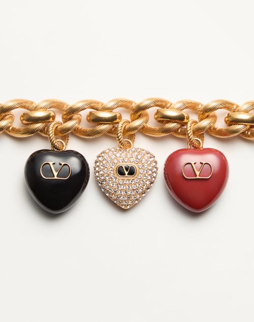 Valentino Garavani - Coeur Royal Bracelet In Metal, Enamel And Swarovski® Crystals - Antique Brass - Woman - Jewellery
