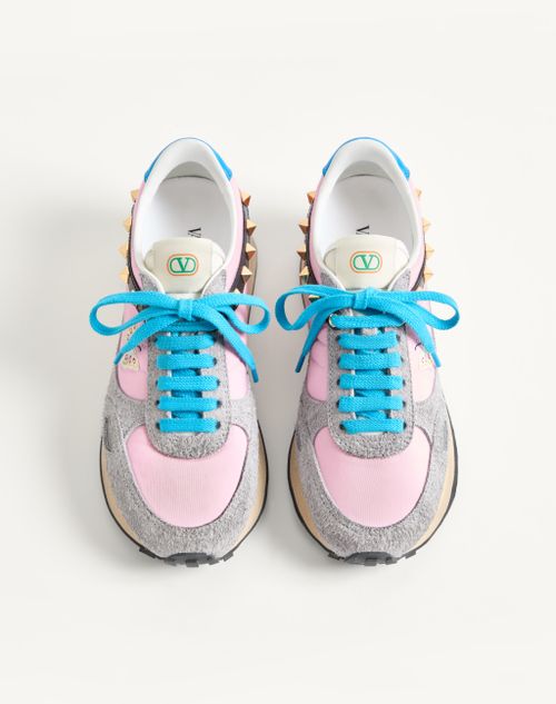Valentino Garavani - スタッドアップ バタフライエンブロイダリー スプリットレザー X ナイロン スニーカー - ローズ/マルチカラー - ウィメンズ - スニーカー