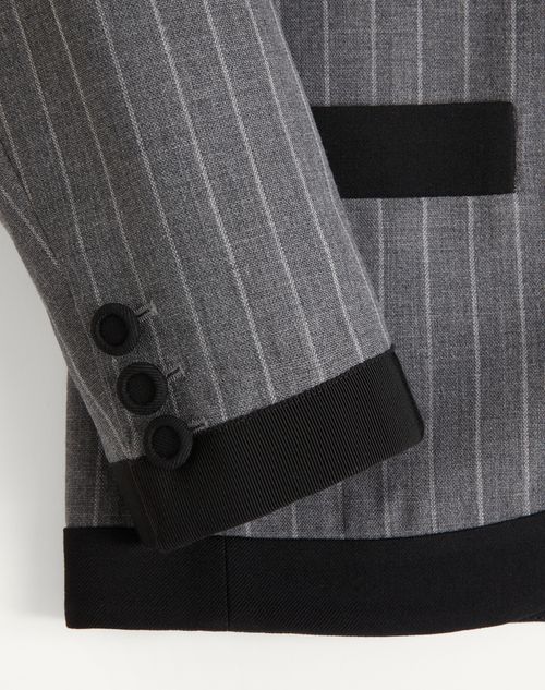 Valentino - Valentino Pinstripe Wool Jacket - Grey - Man - Coats And Blazers