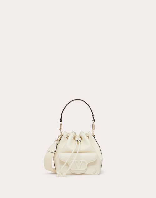 Loc Calfskin Bucket Bag for Woman in Ivory Valentino BE