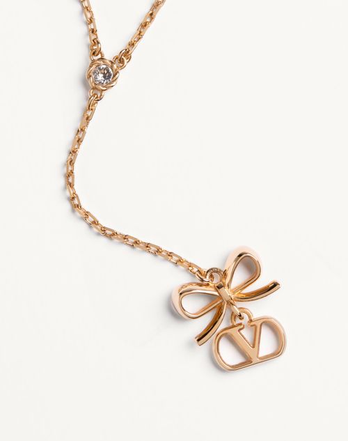 Valentino Garavani - Valentino Vlogo Floc Necklace In Metal And Swarovski® Crystals - Gold/crystal - Woman - Jewellery