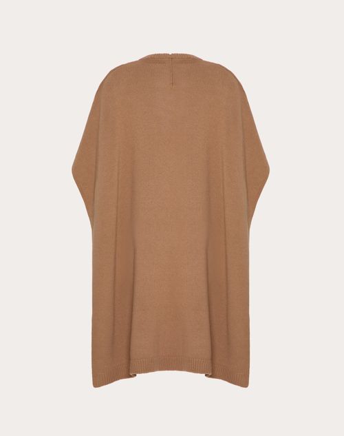 Valentino - Vlogo Chain Cape In Cashmere Wool - Camel - Woman - Coats And Outerwear